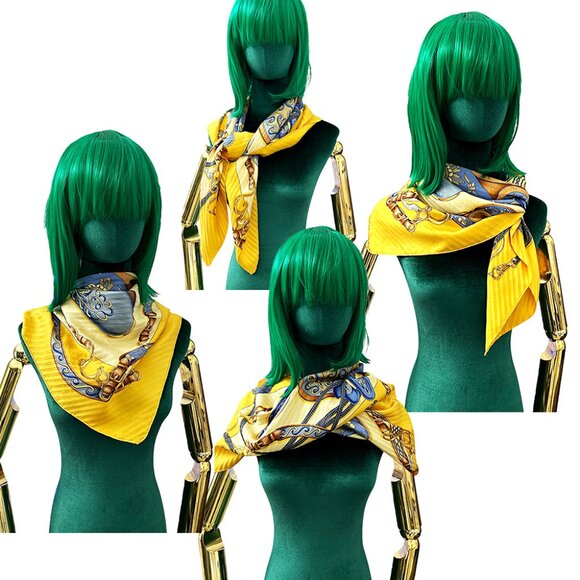 Hermès 100% Silk Pleated Scarf, ironed flat to highlight refined look in wear - Picture 14 of 14